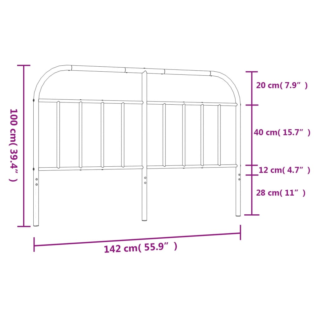 Metal Headboard White 137 cm