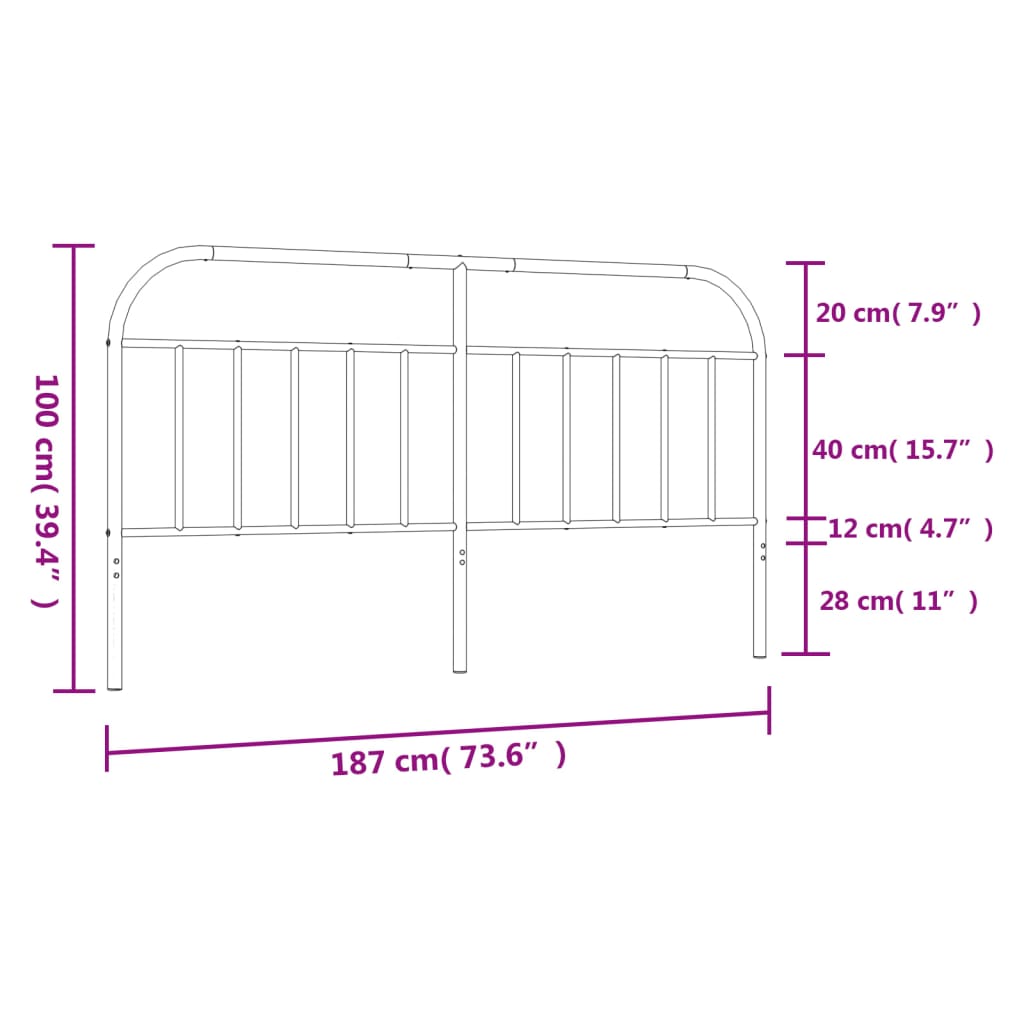 Metal Headboard White 183 cm