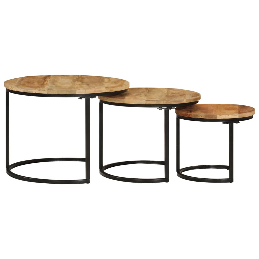 Nesting Tables 3 pcs Solid Rough Wood Mango