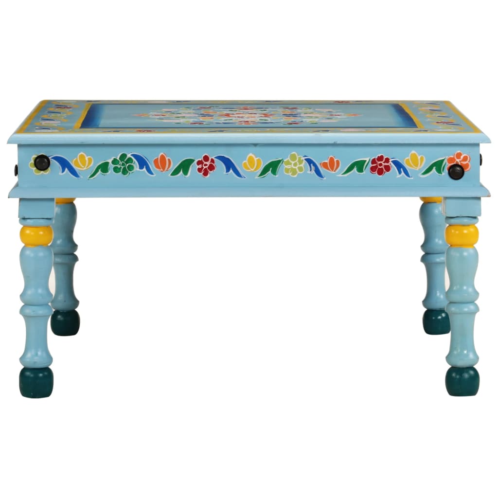 Coffee Table Turquoise Hand Painted Solid Wood Mango