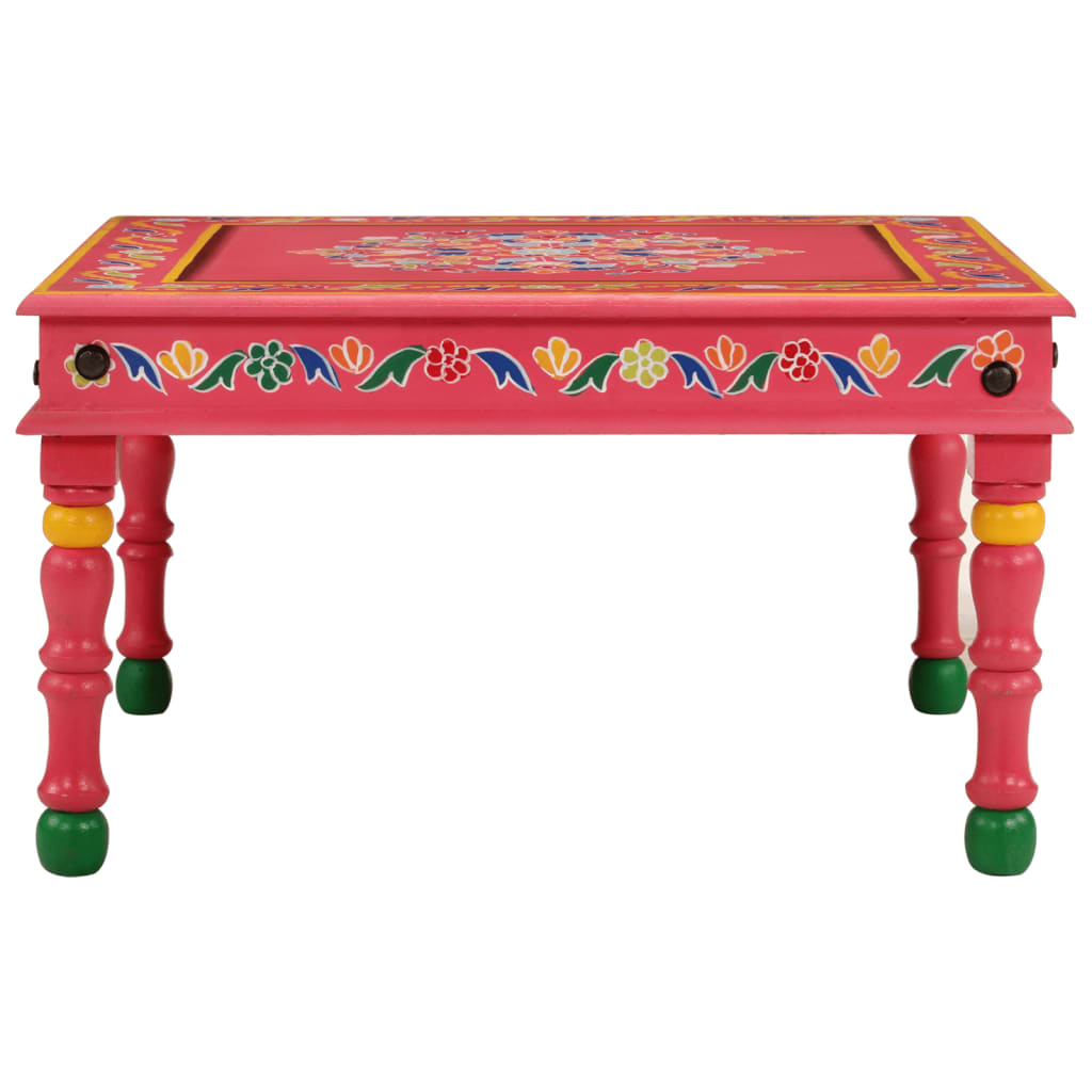 Coffee Table Pink Hand Painted Solid Wood Mango