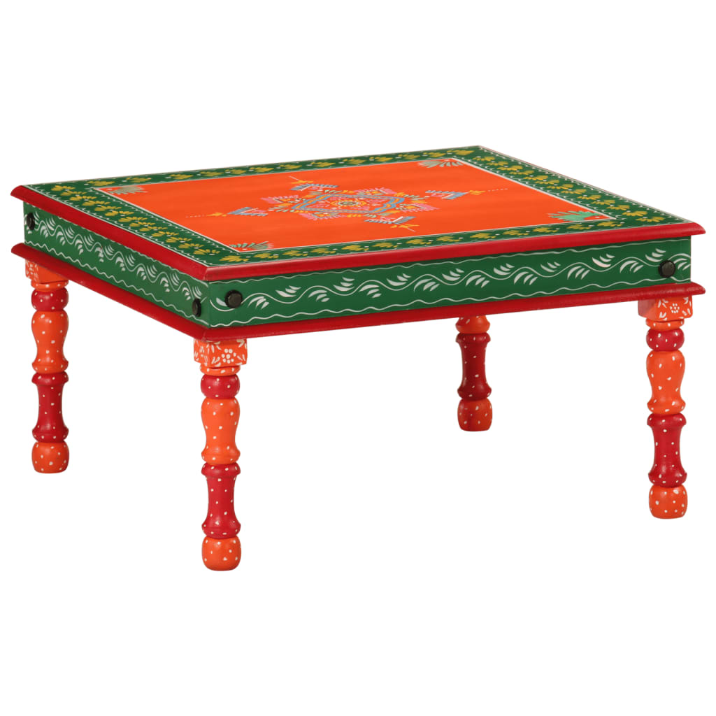 Coffee Table Orange Hand Painted Solid Wood Mango