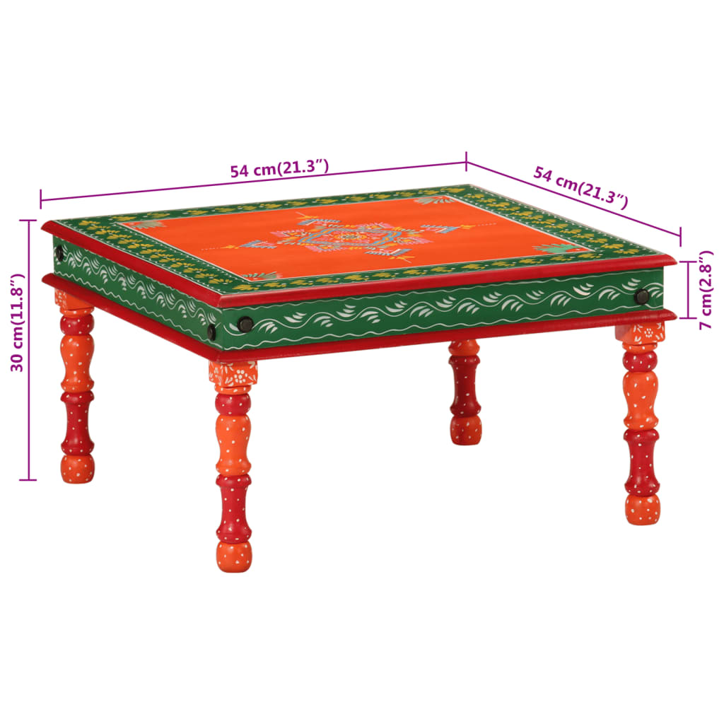 Coffee Table Orange Hand Painted Solid Wood Mango