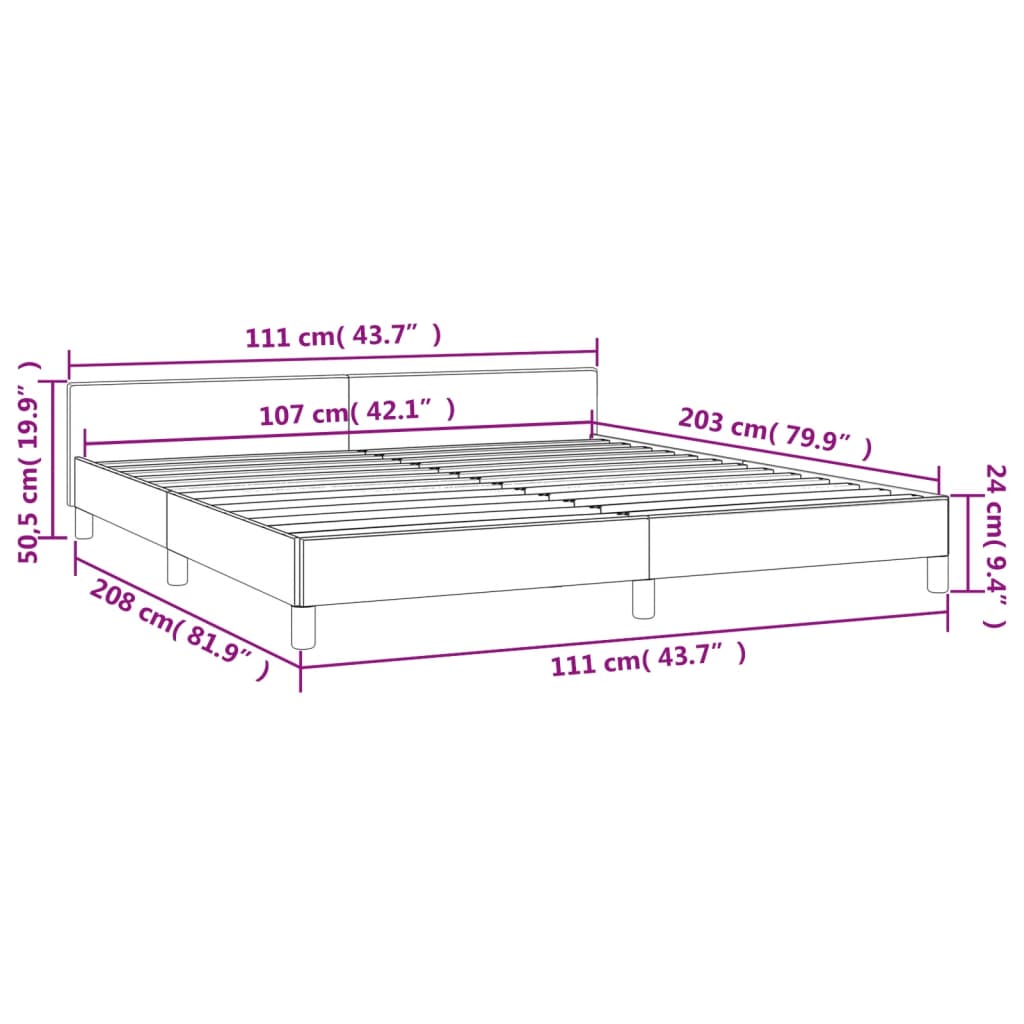 Bed Frame Dark Grey 106x203 cm King Single Size Fabric