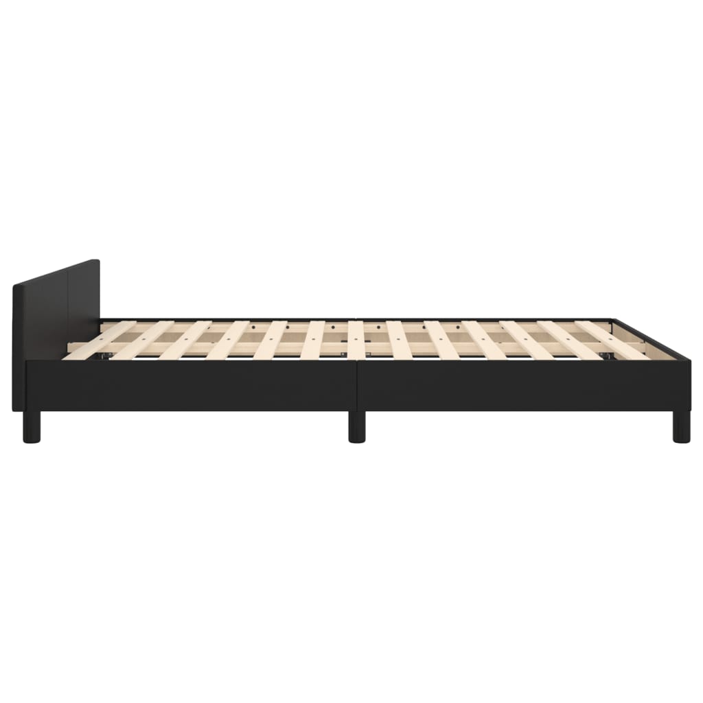 Bed Frame Black 106x203 cm King Single Size Faux Leather