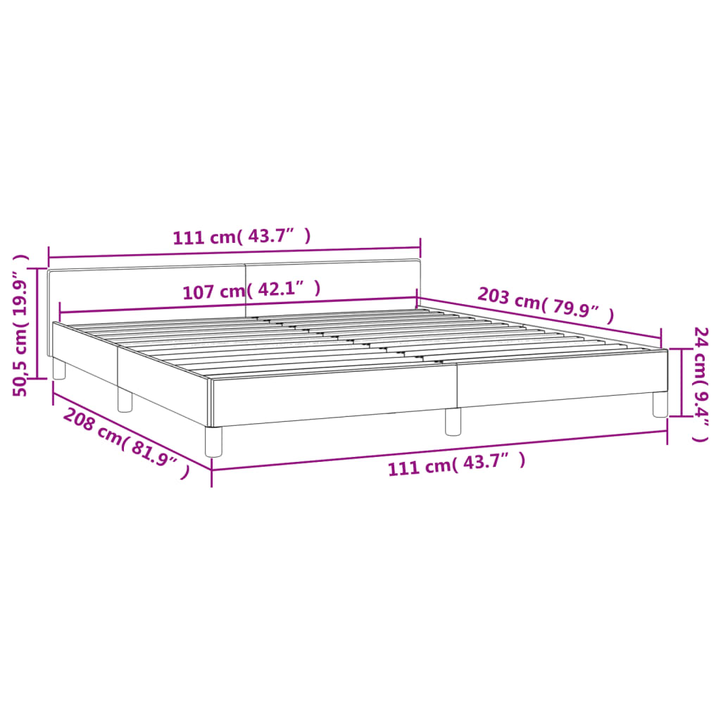 Bed Frame Black 106x203 cm King Single Size Faux Leather