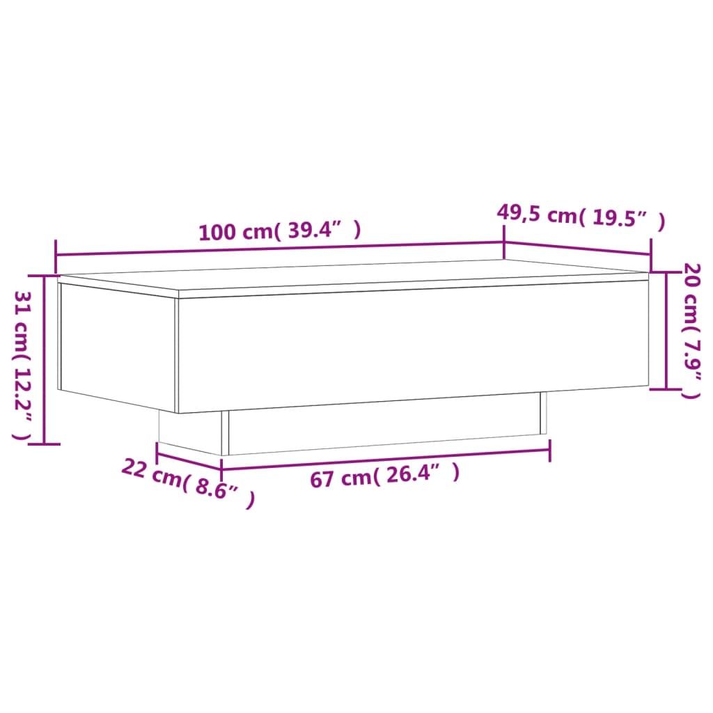 Coffee Table Black 100x49.5x31 cm Engineered Wood