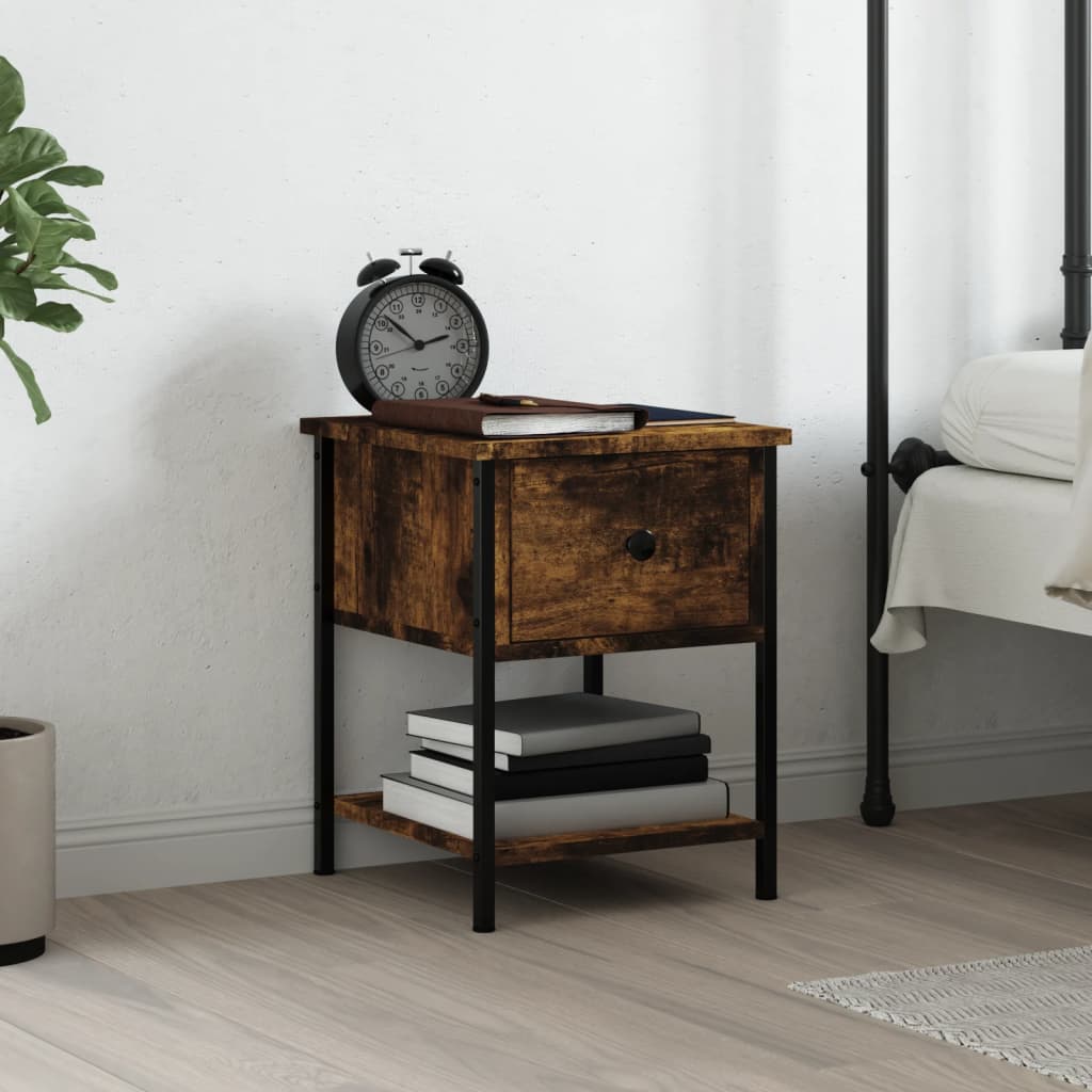 Bedside Table Smoked Oak 34x35.5x45 cm Engineered Wood