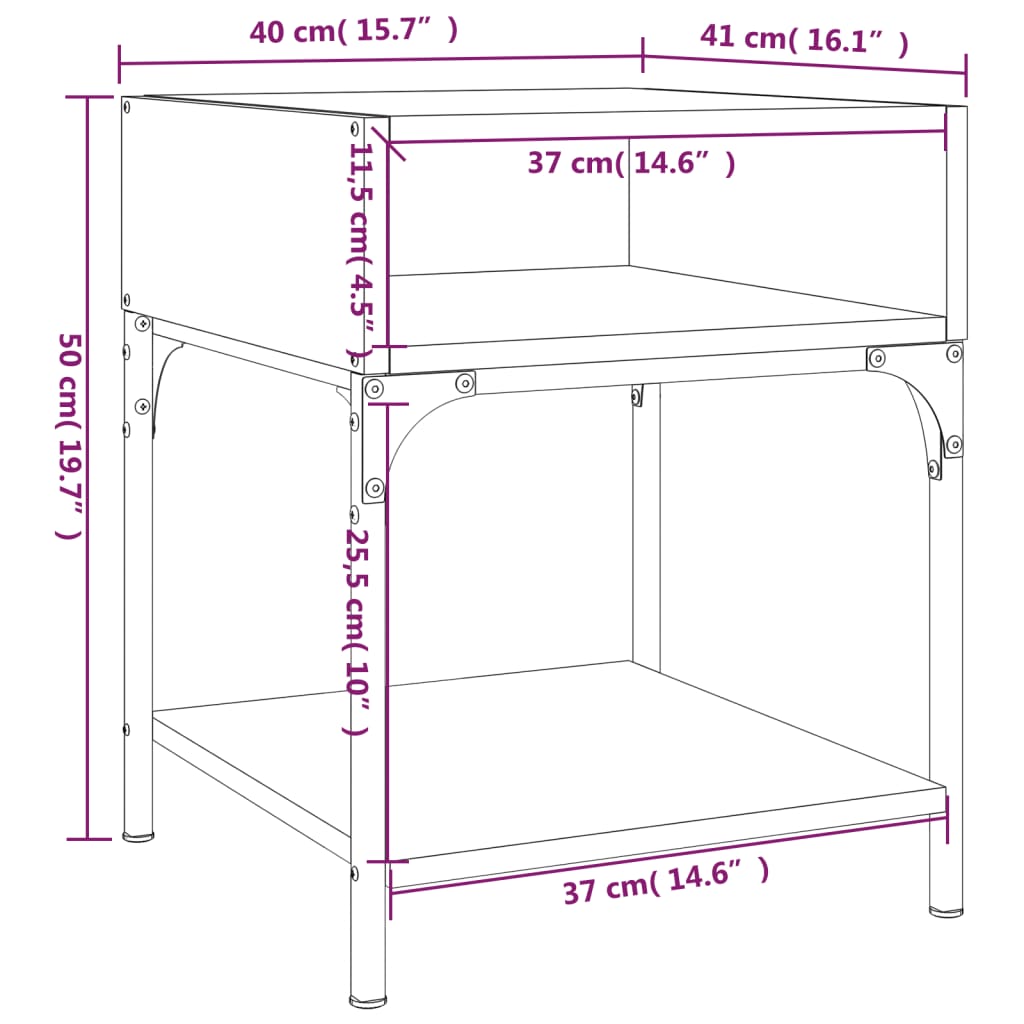 Bedside Table Grey Sonoma 40x41x50 cm Engineered Wood