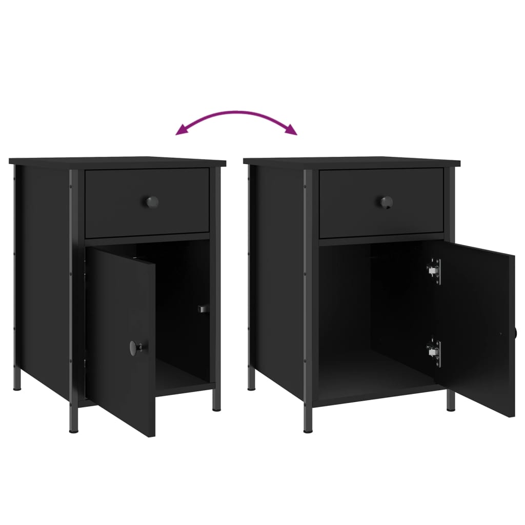 Bedside Cabinets 2 pcs Black 40x42x60 cm Engineered Wood