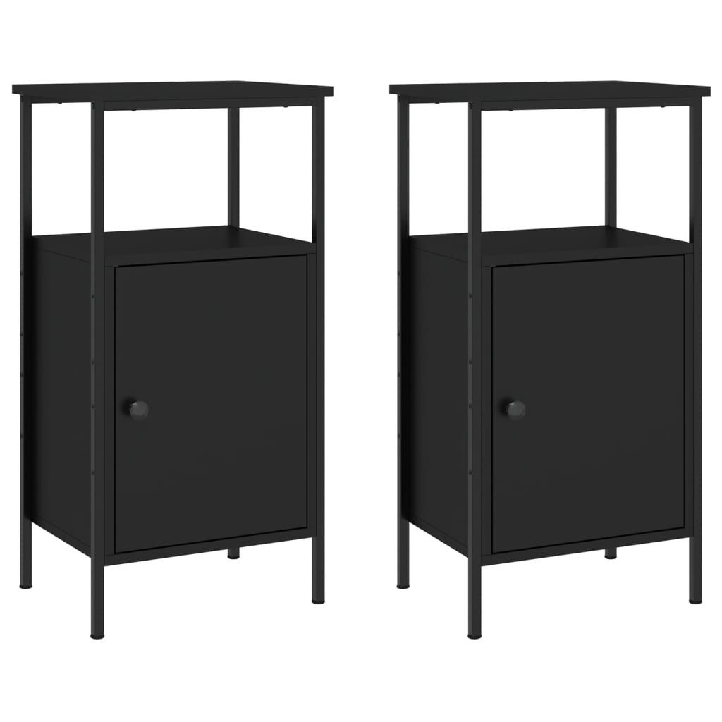 Bedside Cabinets 2 pcs Black 41x31x80 cm Engineered Wood