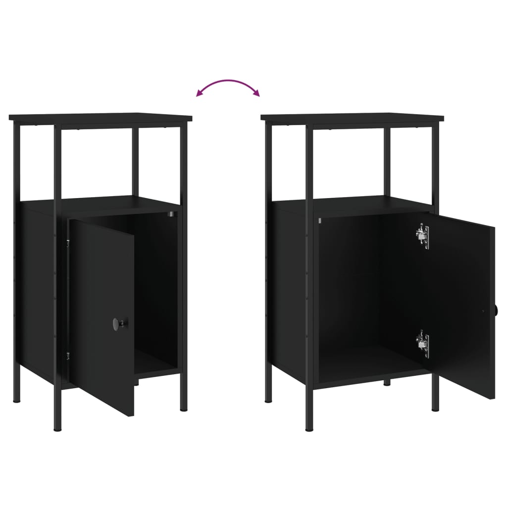 Bedside Cabinets 2 pcs Black 41x31x80 cm Engineered Wood