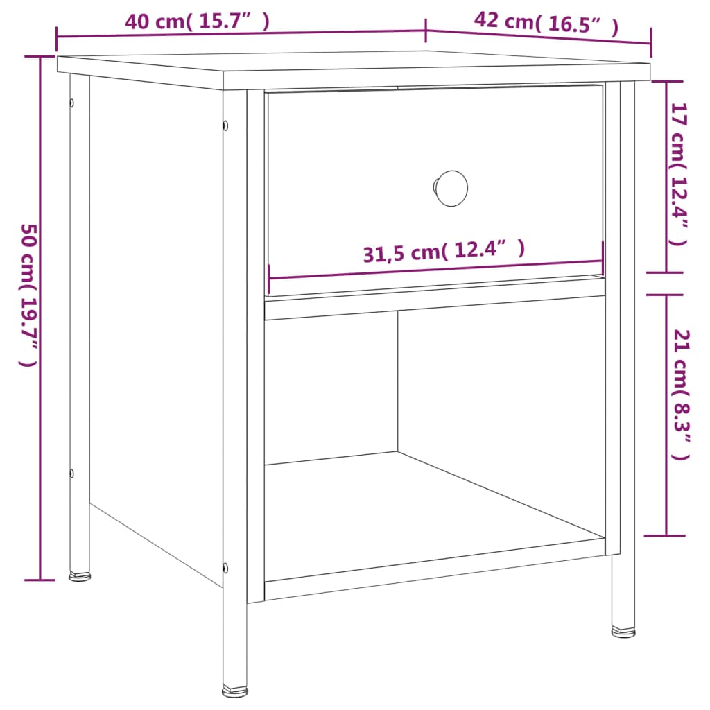 Bedside Cabinet Sonoma Oak 40x42x50 cm Engineered Wood