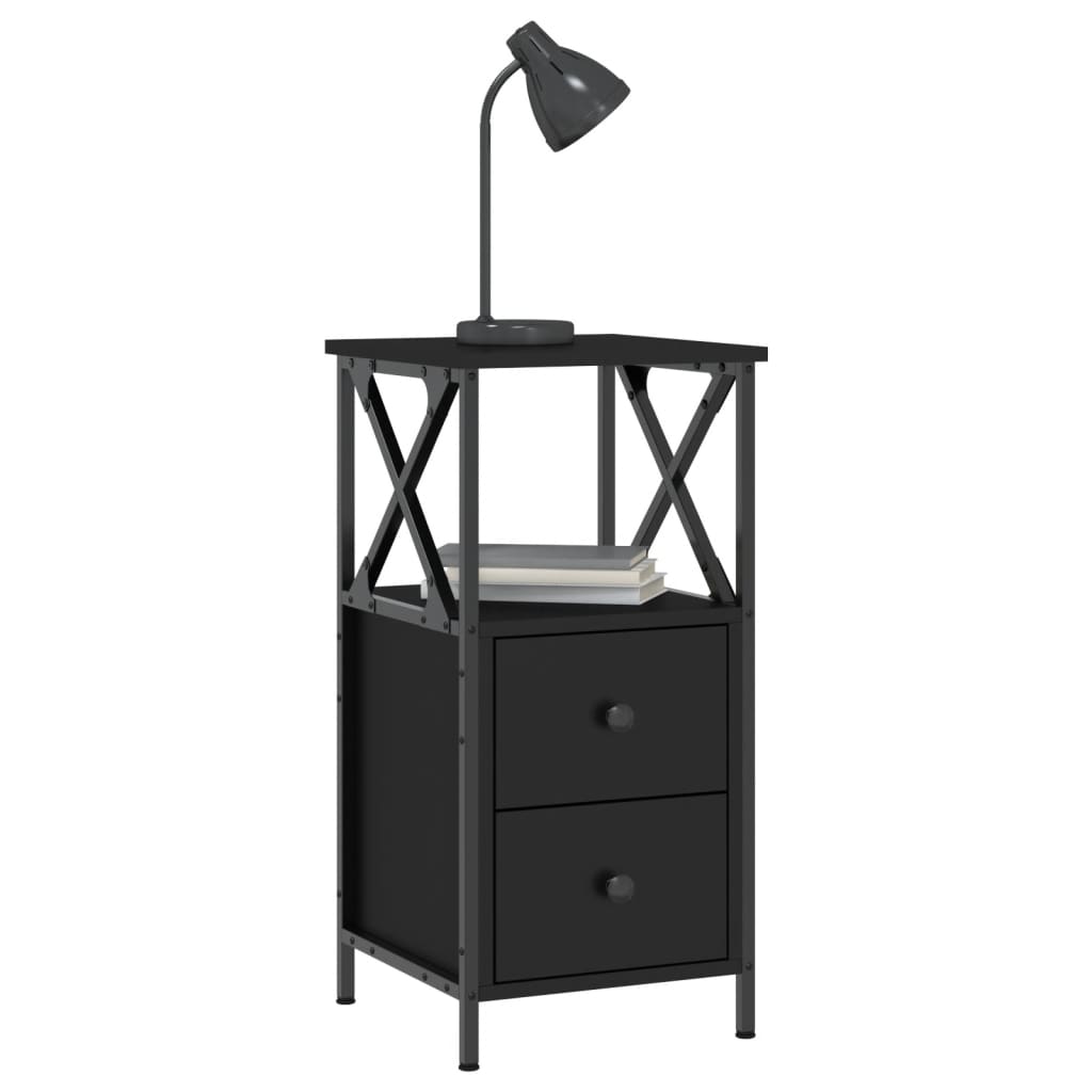 Bedside Cabinets 2 pcs Black 34x35.5x70 cm Engineered Wood