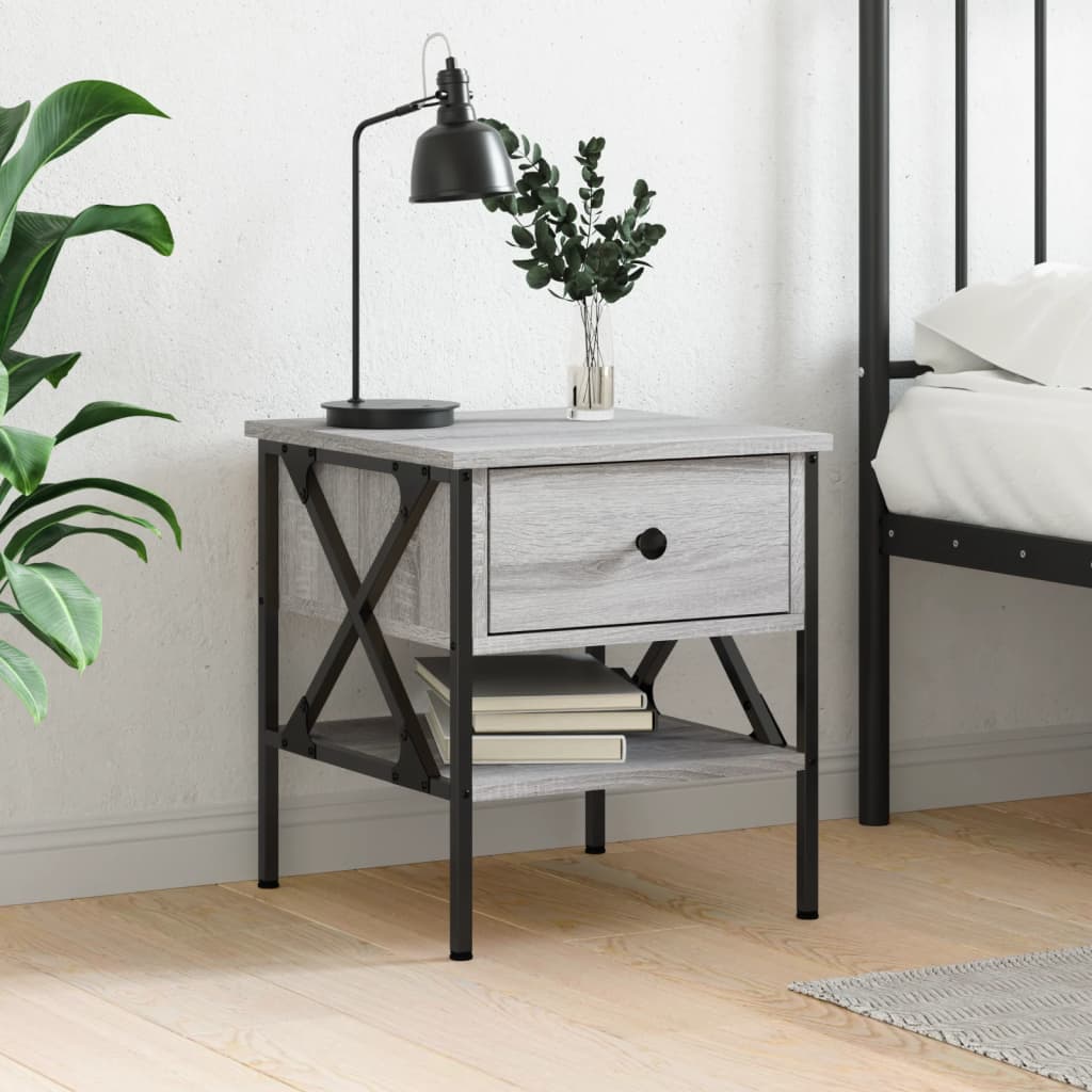 Bedside Table Grey Sonoma 40x42x45 cm Engineered Wood