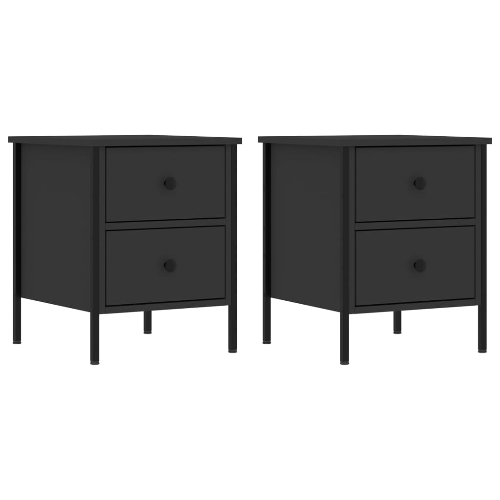 Bedside Cabinets 2 pcs Black 40x42x50 cm Engineered Wood