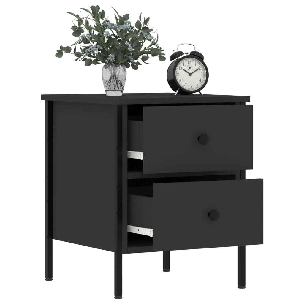 Bedside Cabinets 2 pcs Black 40x42x50 cm Engineered Wood