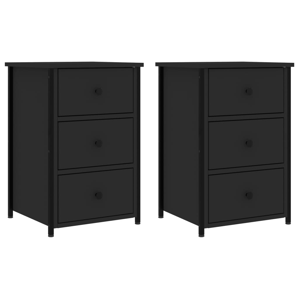 Bedside Cabinets 2 pcs Black 40x36x60 cm Engineered Wood