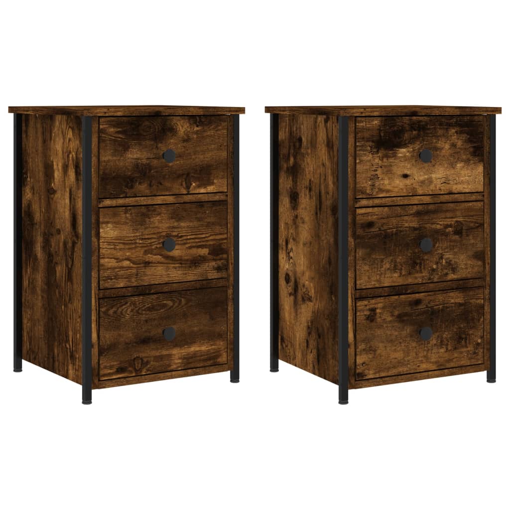 Bedside Cabinets 2 pcs Smoked Oak 40x36x60 cm Engineered Wood