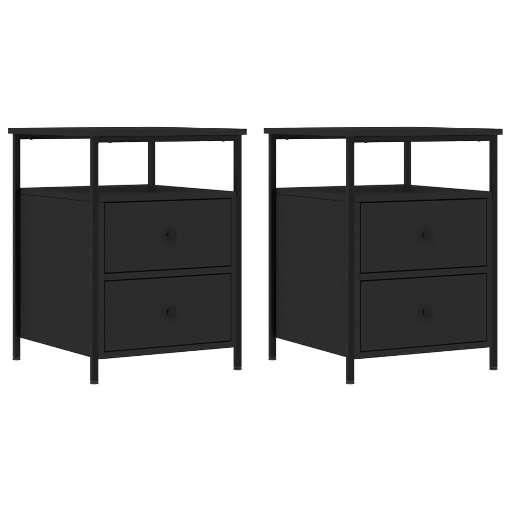 Bedside Cabinets 2 pcs Black 44x45x60 cm Engineered Wood