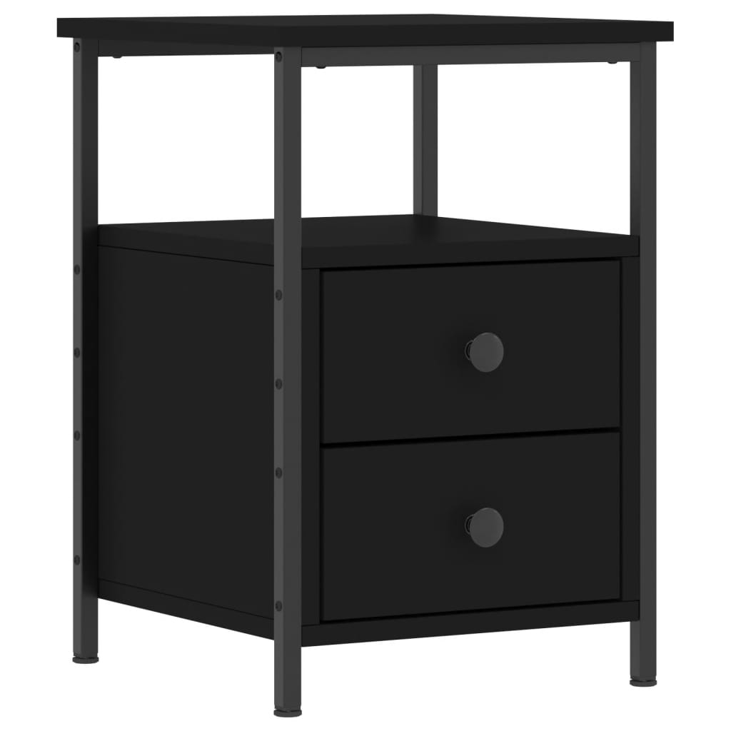 Bedside Cabinet Black 34x35.5x50 cm Engineered Wood