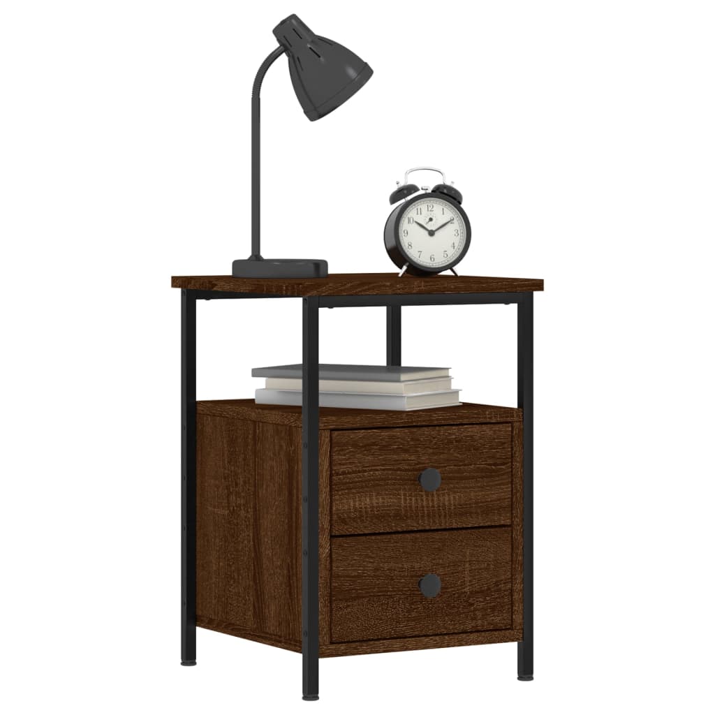 Bedside Cabinet Brown Oak 34x35.5x50 cm Engineered Wood