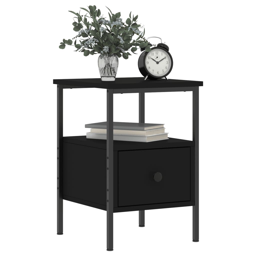 Bedside Cabinet Black 34x36x50 cm Engineered Wood