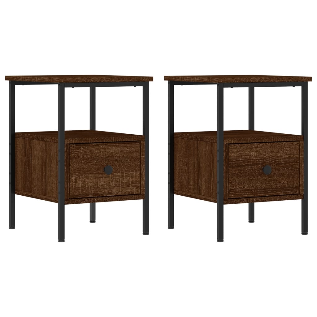 Bedside Cabinets 2 pcs Brown Oak 34x36x50 cm Engineered Wood