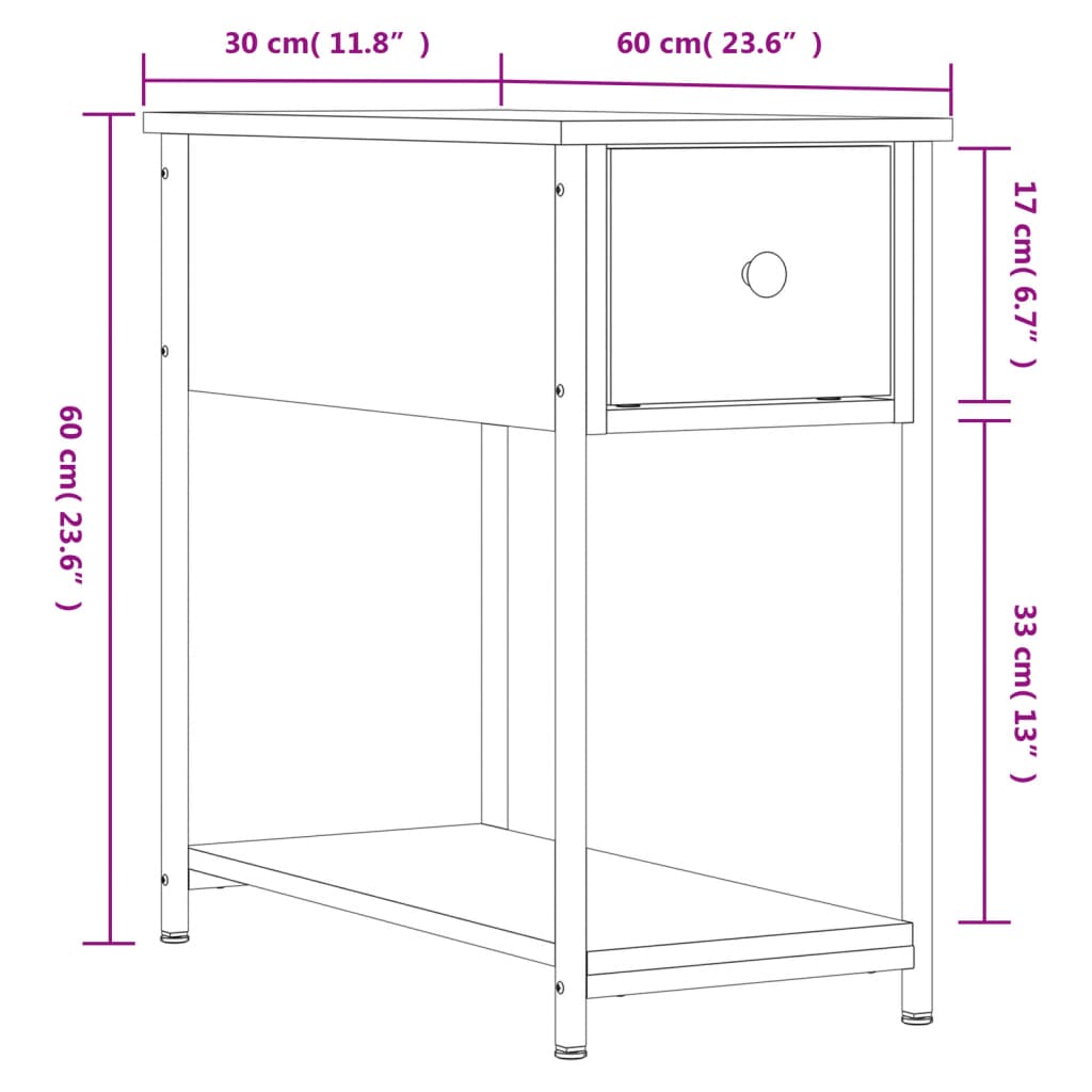 Bedside Cabinet Sonoma Oak 30x60x60 cm Engineered Wood