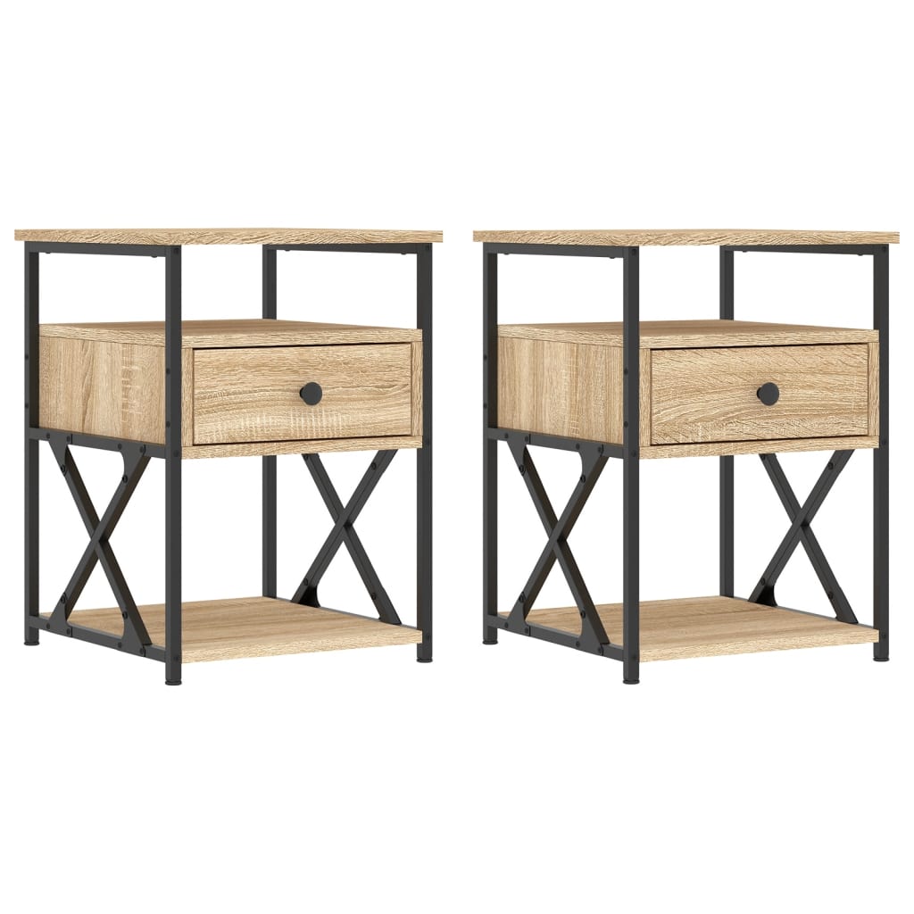 Bedside Cabinets 2 pcs Sonoma Oak 40x42x55 cm Engineered Wood