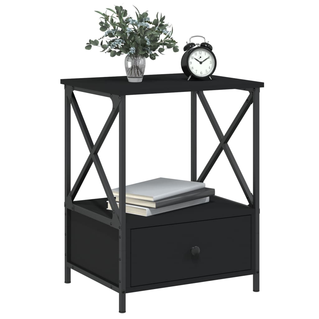 Bedside Table Black 50x41x65 cm Engineered Wood