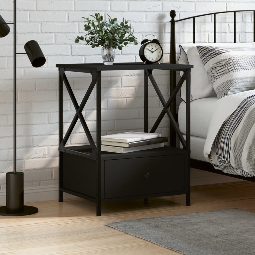 Bedside Table Black 50x41x65 cm Engineered Wood