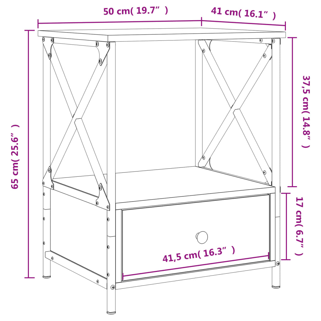 Bedside Tables 2 pcs Sonoma Oak 50x41x65 cm Engineered Wood