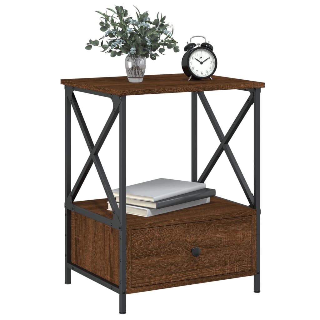 Bedside Table Brown Oak 50x41x65 cm Engineered Wood