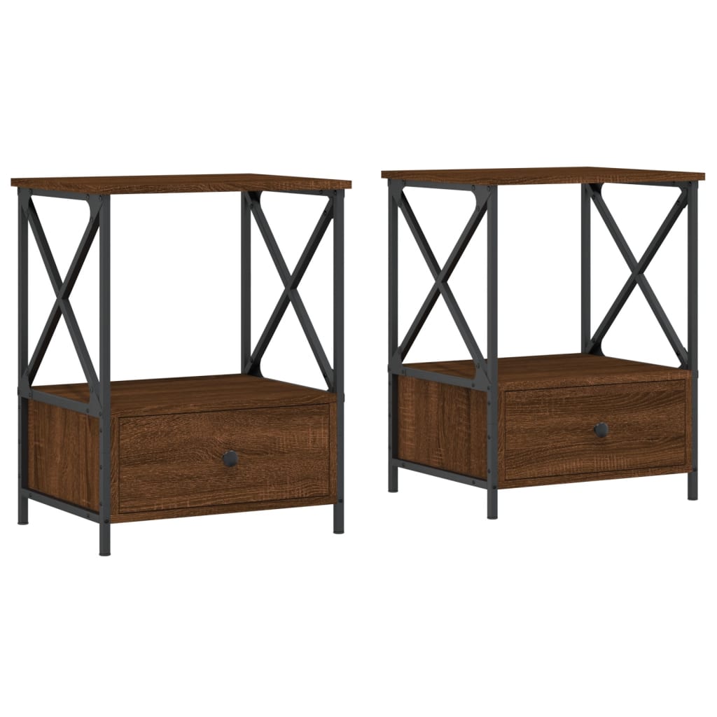 Bedside Tables 2 pcs Brown Oak 50x41x65 cm Engineered Wood