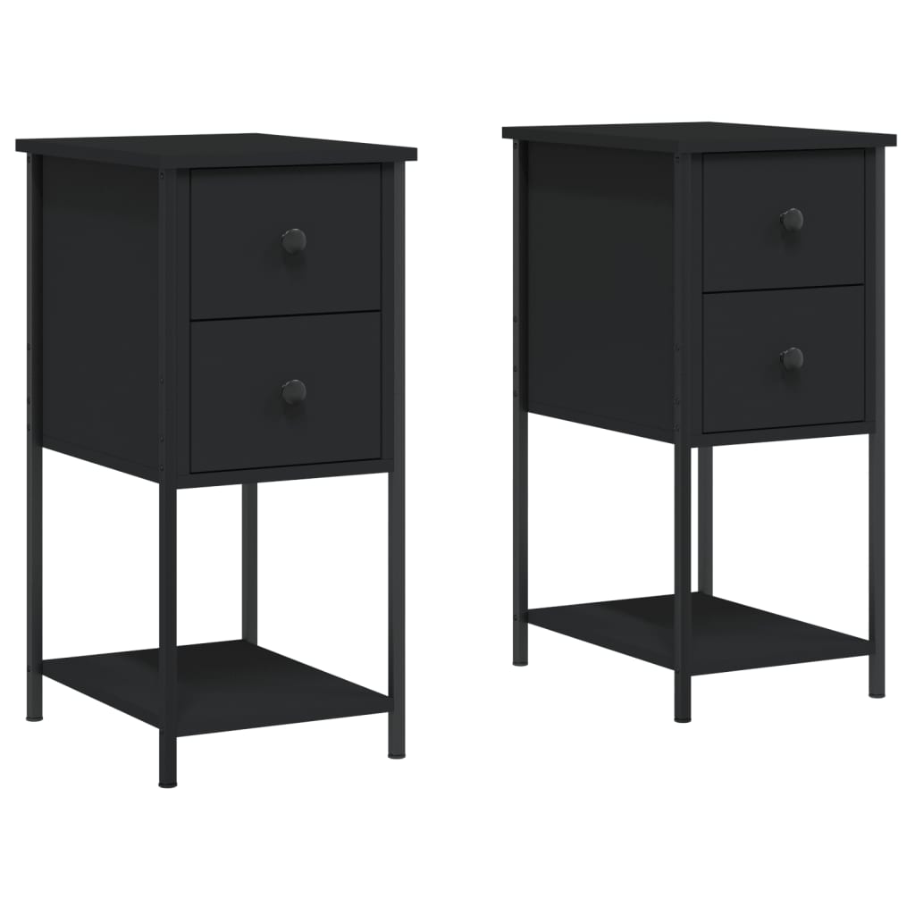 Bedside Cabinets 2 pcs Black 32x42x70 cm Engineered Wood