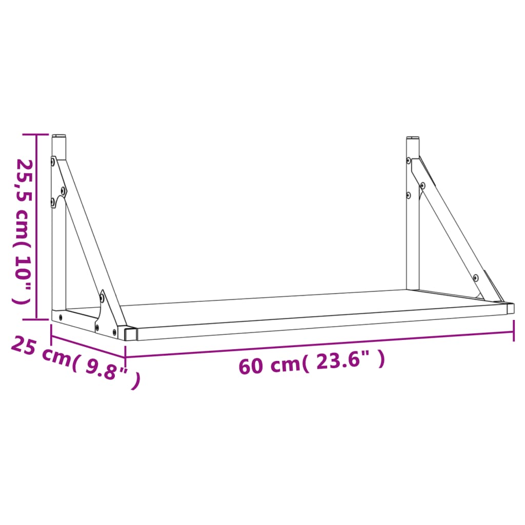 Wall Shelves 2 pcs Black 60x25x25.5 cm Engineered Wood