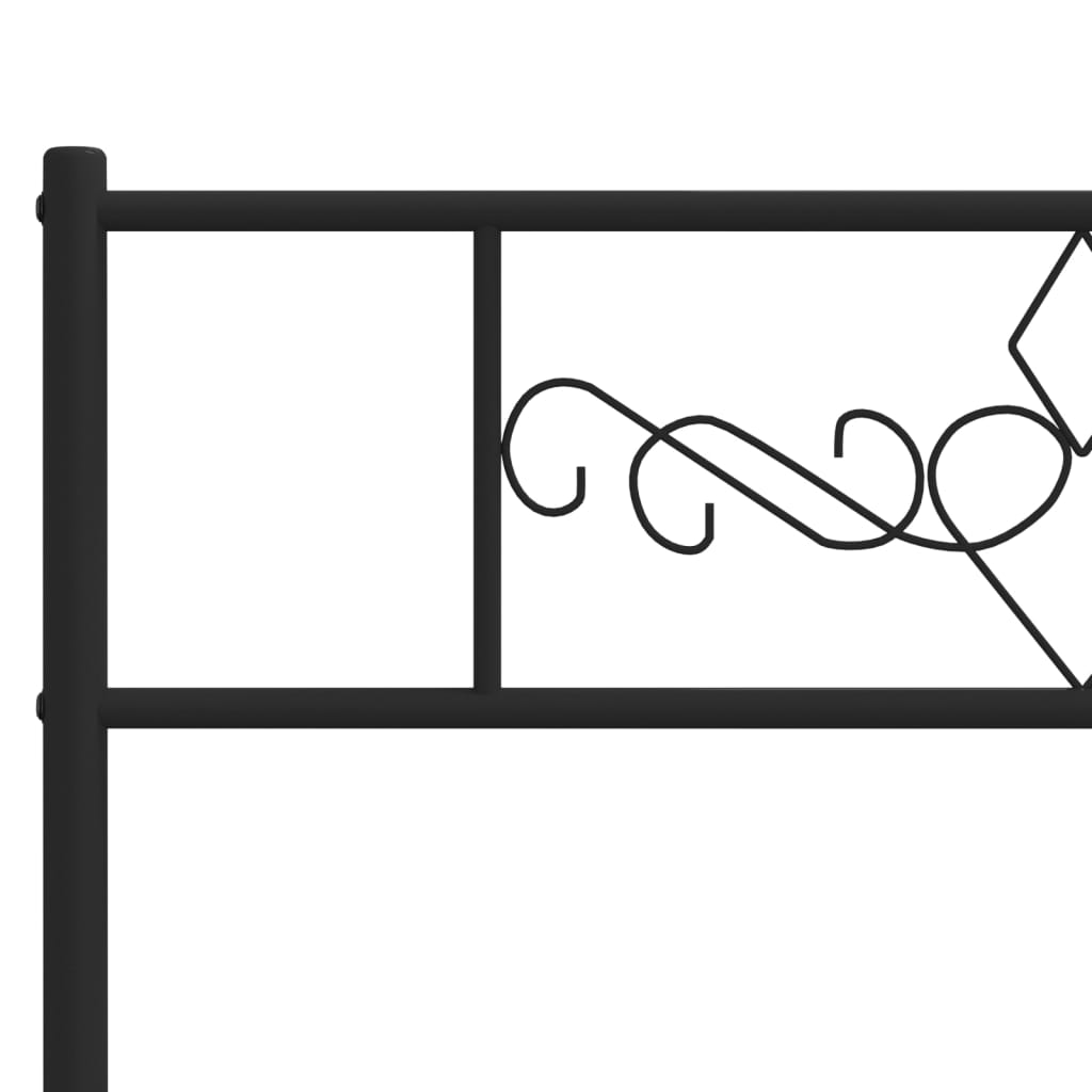 Metal Bed Frame with Headboard Black 92x187 cm Single Size