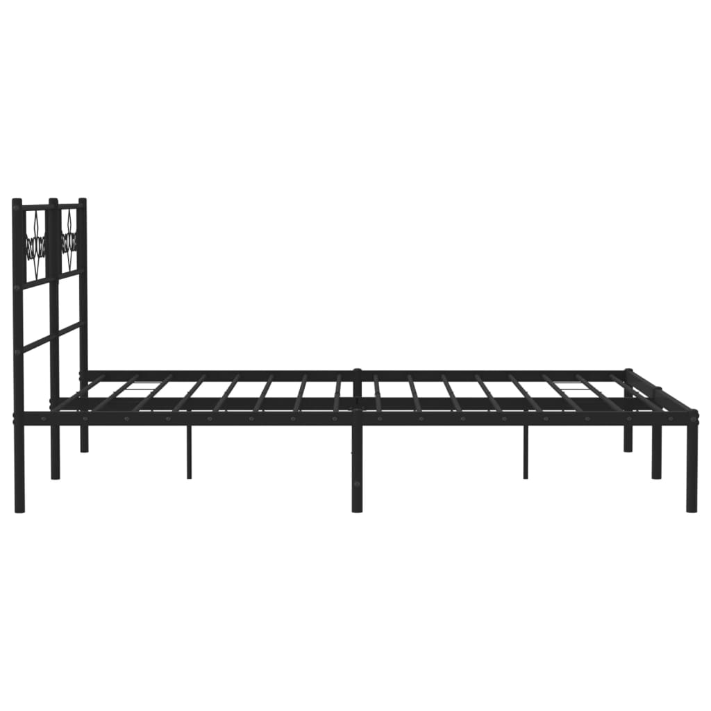 Metal Bed Frame with Headboard Black 135x190 cm