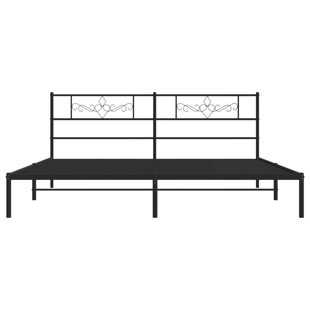 Metal Bed Frame with Headboard Black 183x203 cm King Size