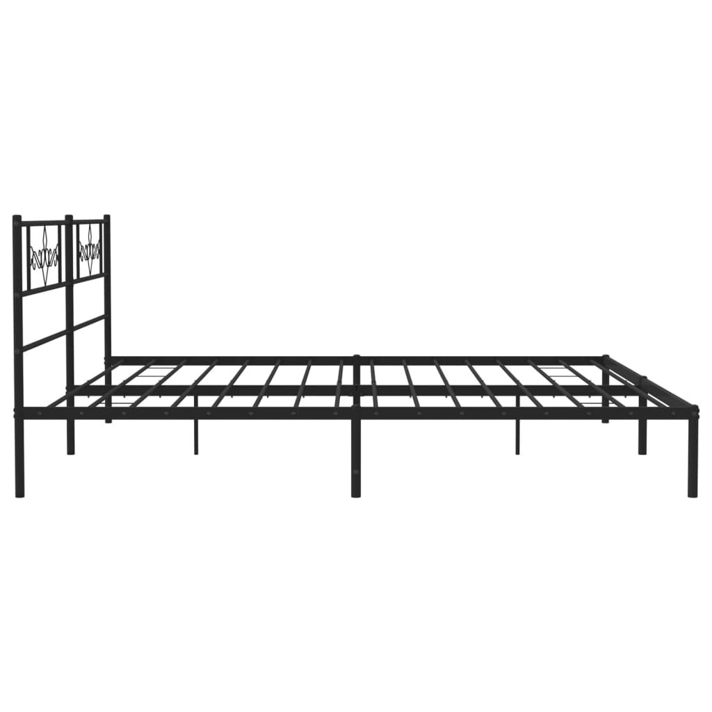 Metal Bed Frame with Headboard Black 183x203 cm King Size