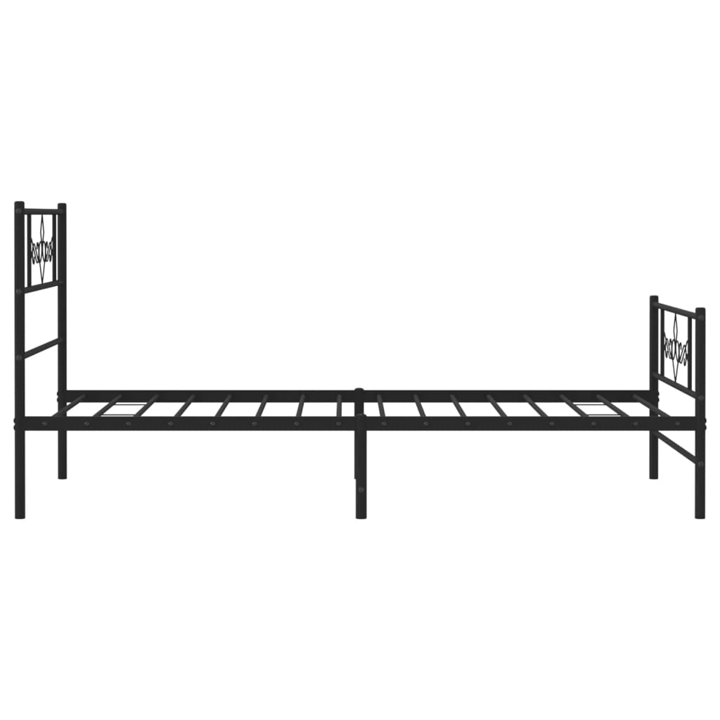 Metal Bed Frame with Headboard and Footboard Black 92x187 cm Single Size