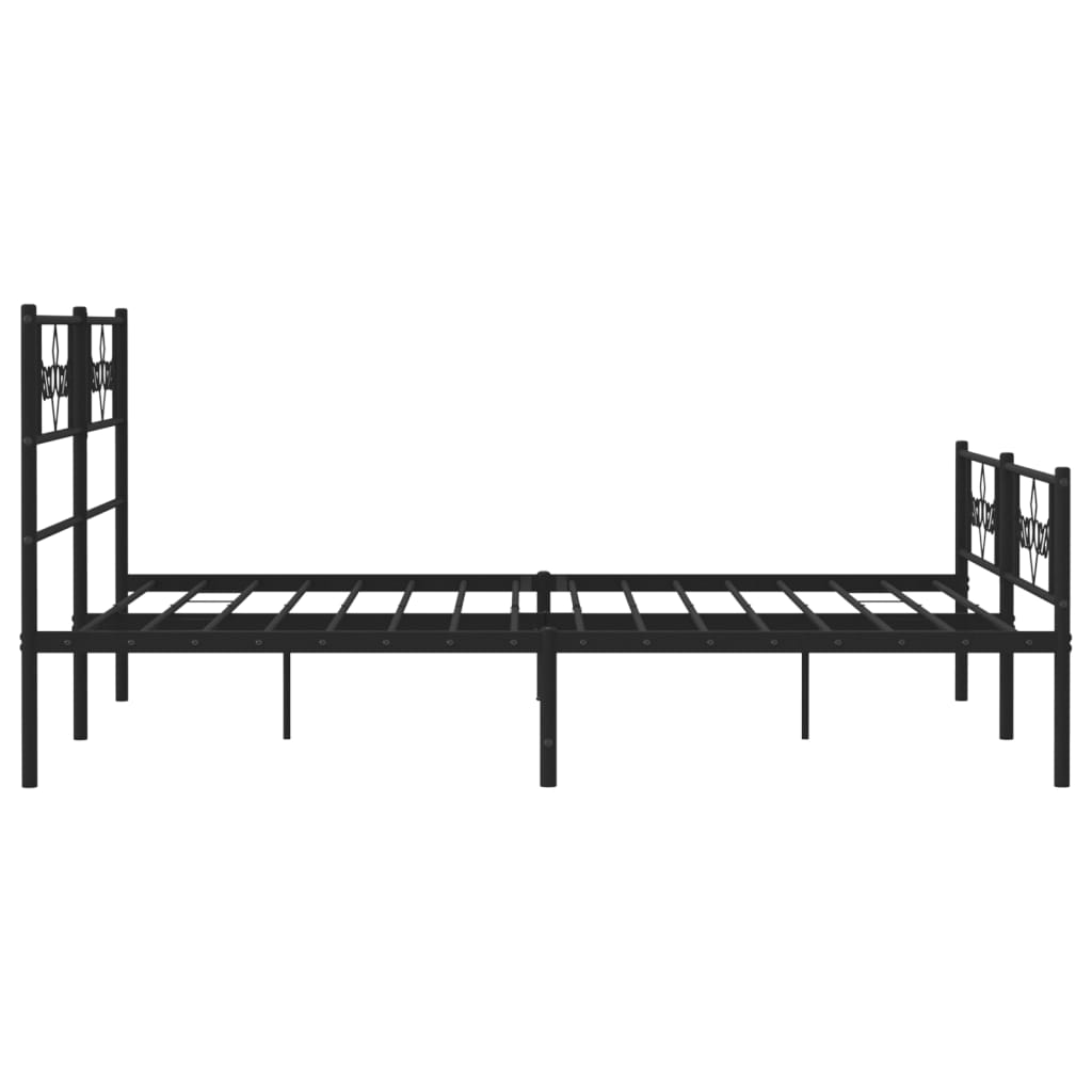 Metal Bed Frame with Headboard and Footboard Black 135x190 cm