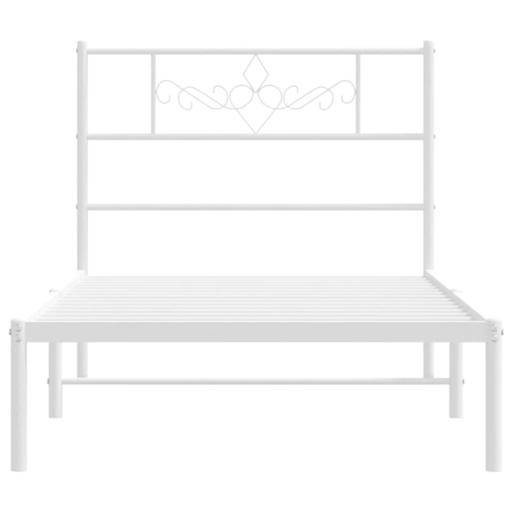 Metal Bed Frame with Headboard White 92x187 cm Single Size