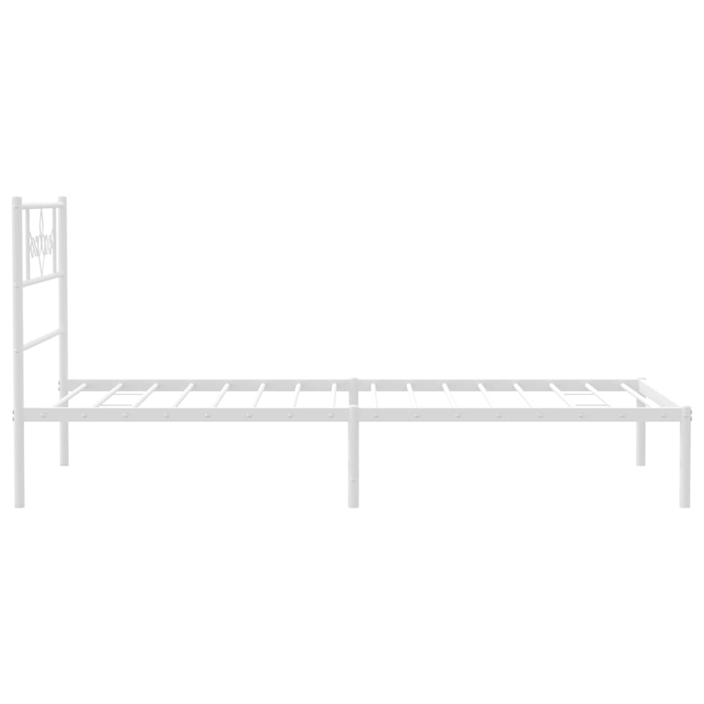 Metal Bed Frame with Headboard White 92x187 cm Single Size