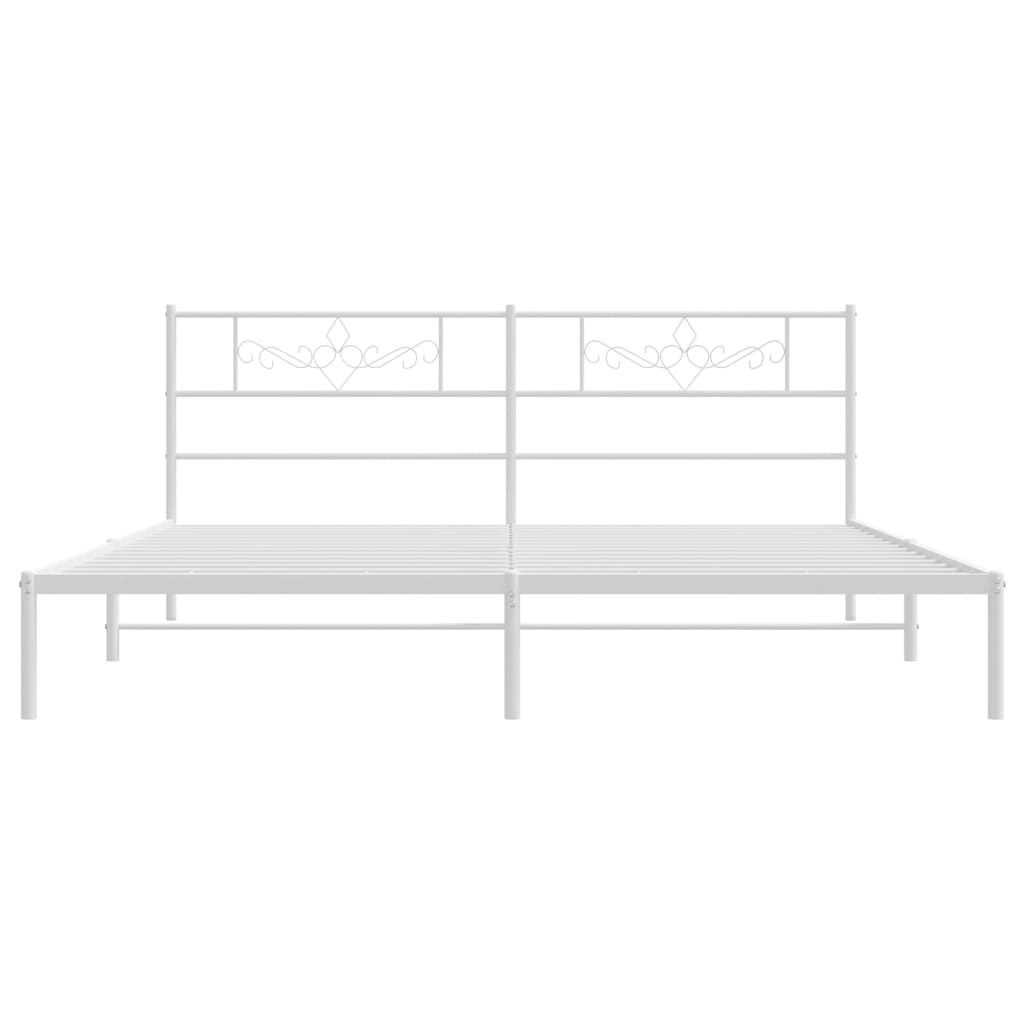 Metal Bed Frame with Headboard White 183x203 cm King Size