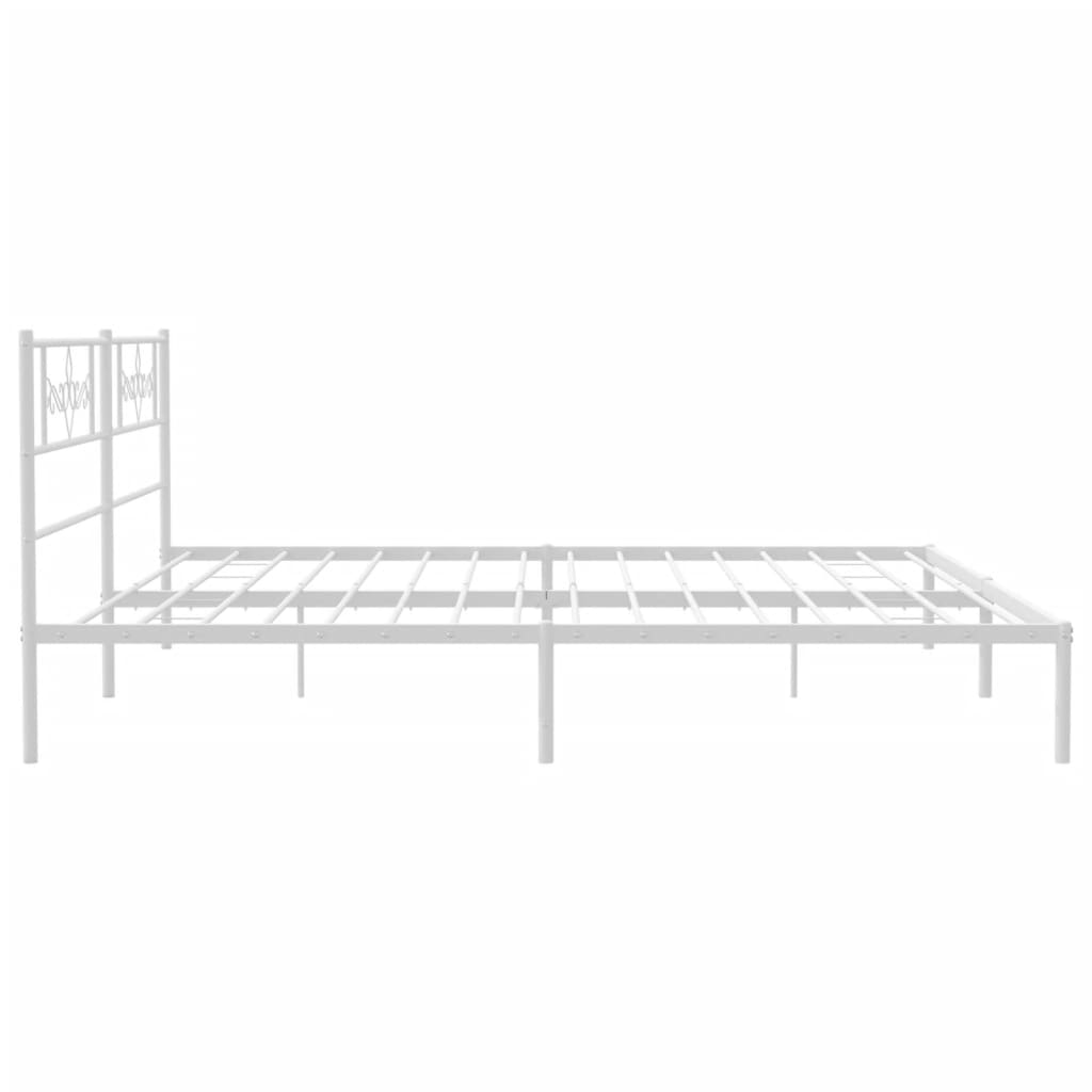 Metal Bed Frame with Headboard White 183x203 cm King Size