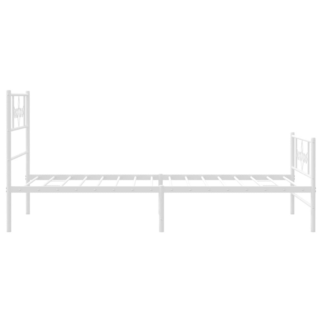 Metal Bed Frame with Headboard and Footboard White 92x187 cm Single Size