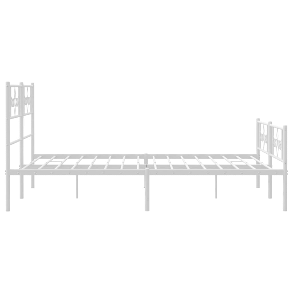 Metal Bed Frame with Headboard and Footboard White 135x190 cm