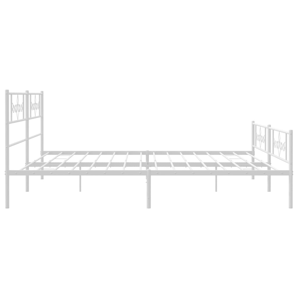 Metal Bed Frame with Headboard and Footboard White 183x203 cm King Size